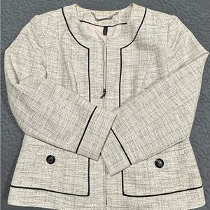 White House Black Market Tweed jacket Cream Black & Silver size 6